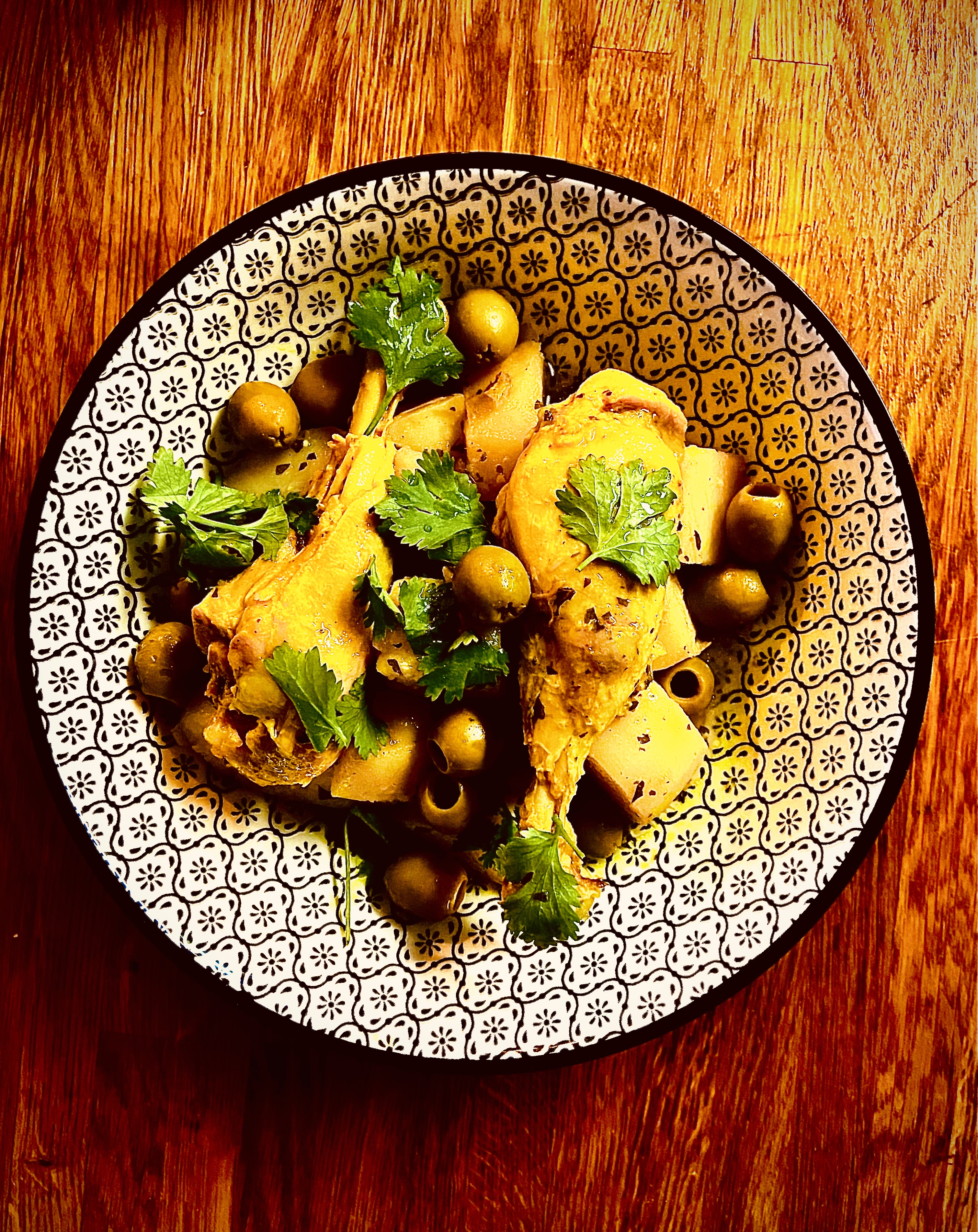 Tagine de poulet aux olives et pommes de terre